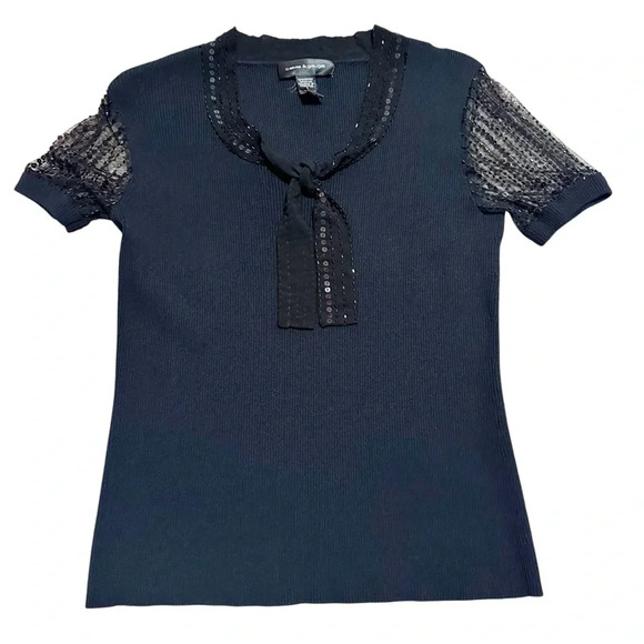 Cable & Gauge Black Top Shirt Blouse Size S Small Short Sleeve - Picture 1 of 10